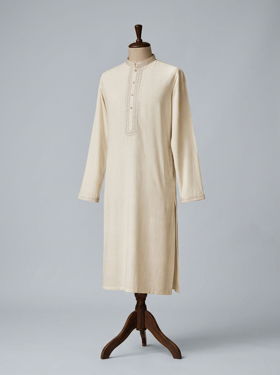 Ivory ready-made kurta on a headless tailor mannequin against a plain studio backdrop
